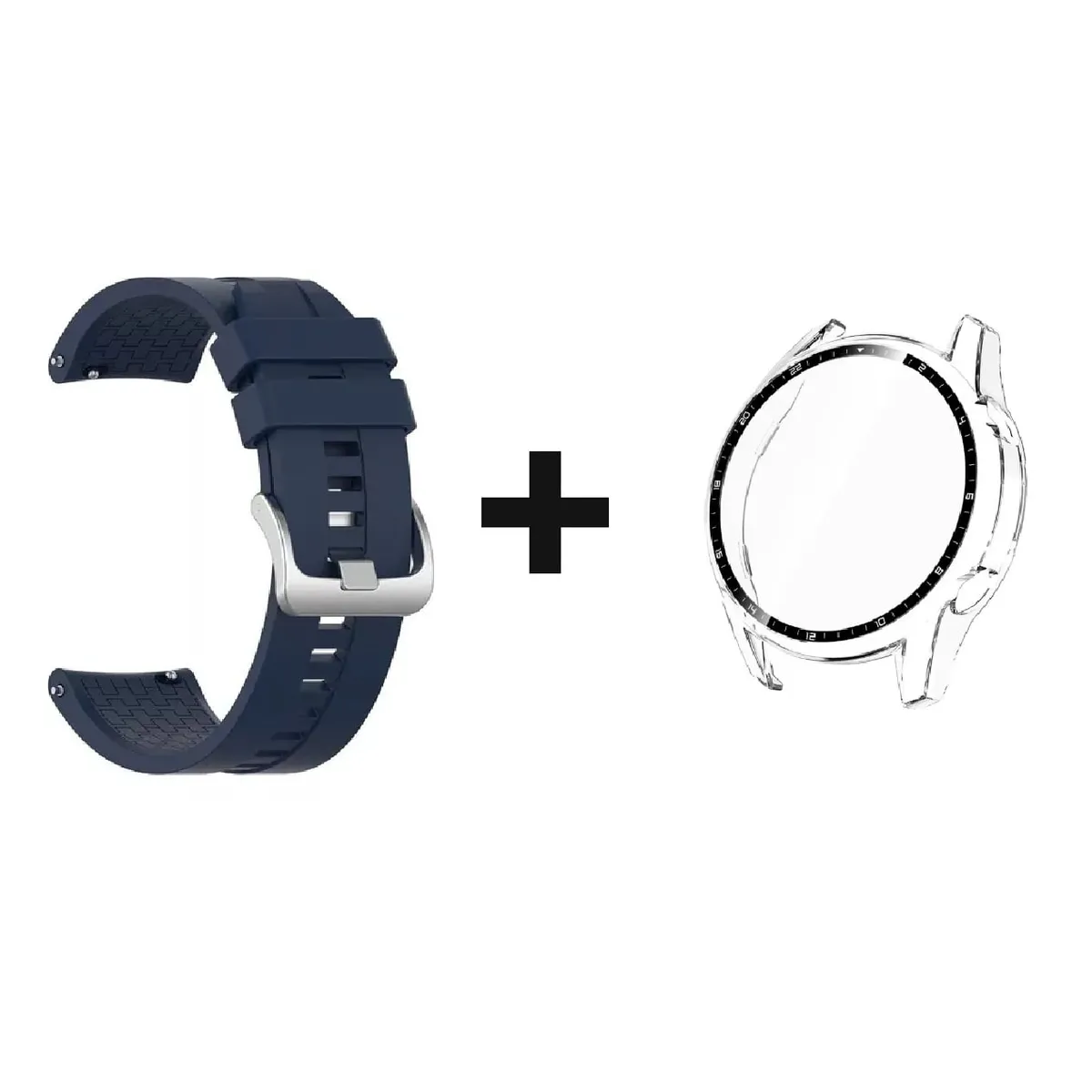 GENERICO - CORREA SILICON 22MM + BUMPER 46 MM PARA HUAWEI WATCH GT 2 AZUL OSCURO