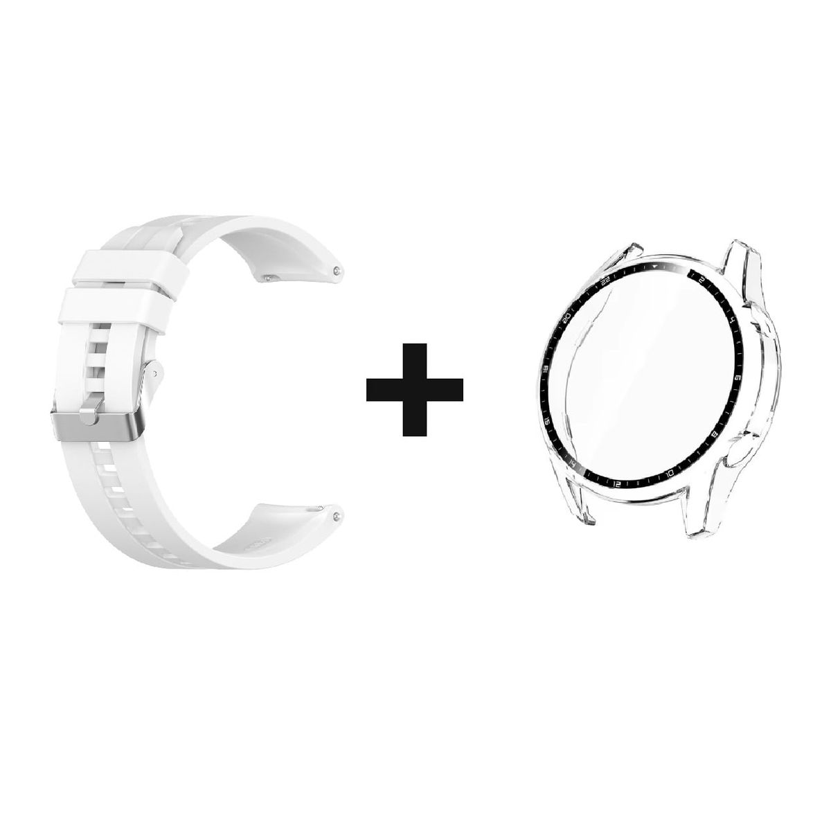 GENERICO - CORREA SILICON 22MM + BUMPER 46 MM PARA HUAWEI WATCH GT 2 BLANCO