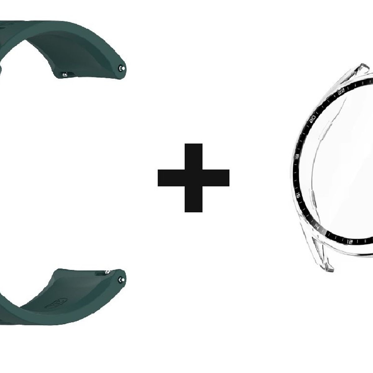 GENERICO - CORREA SILICON 22MM + BUMPER 46 MM PARA HUAWEI WATCH GT 2 VERDE