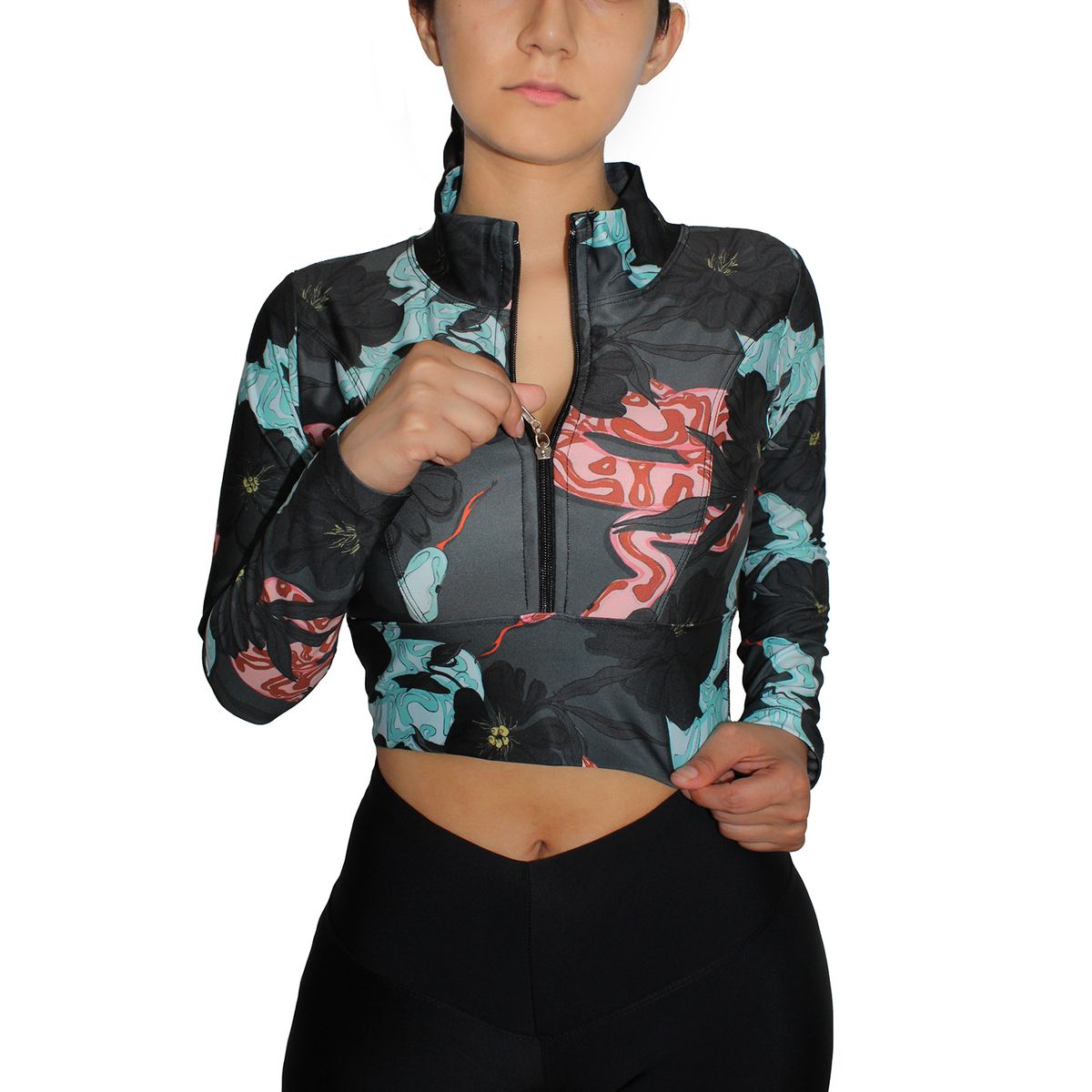 GENERICO - Crop Top Deportivo Manga Larga