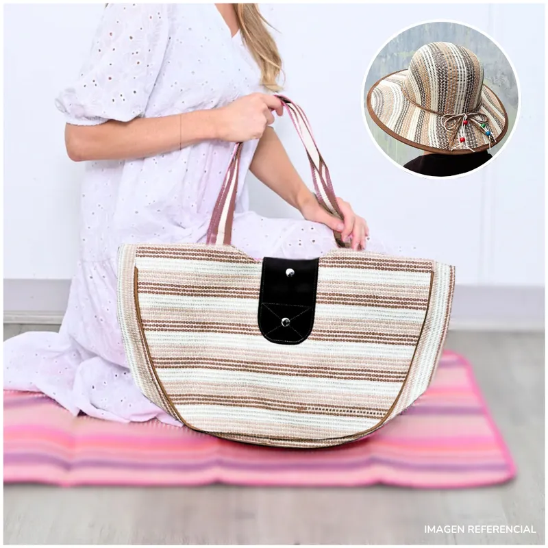 INSPIRA MARKET - Cartera Bolso de Playa con Sombrero
