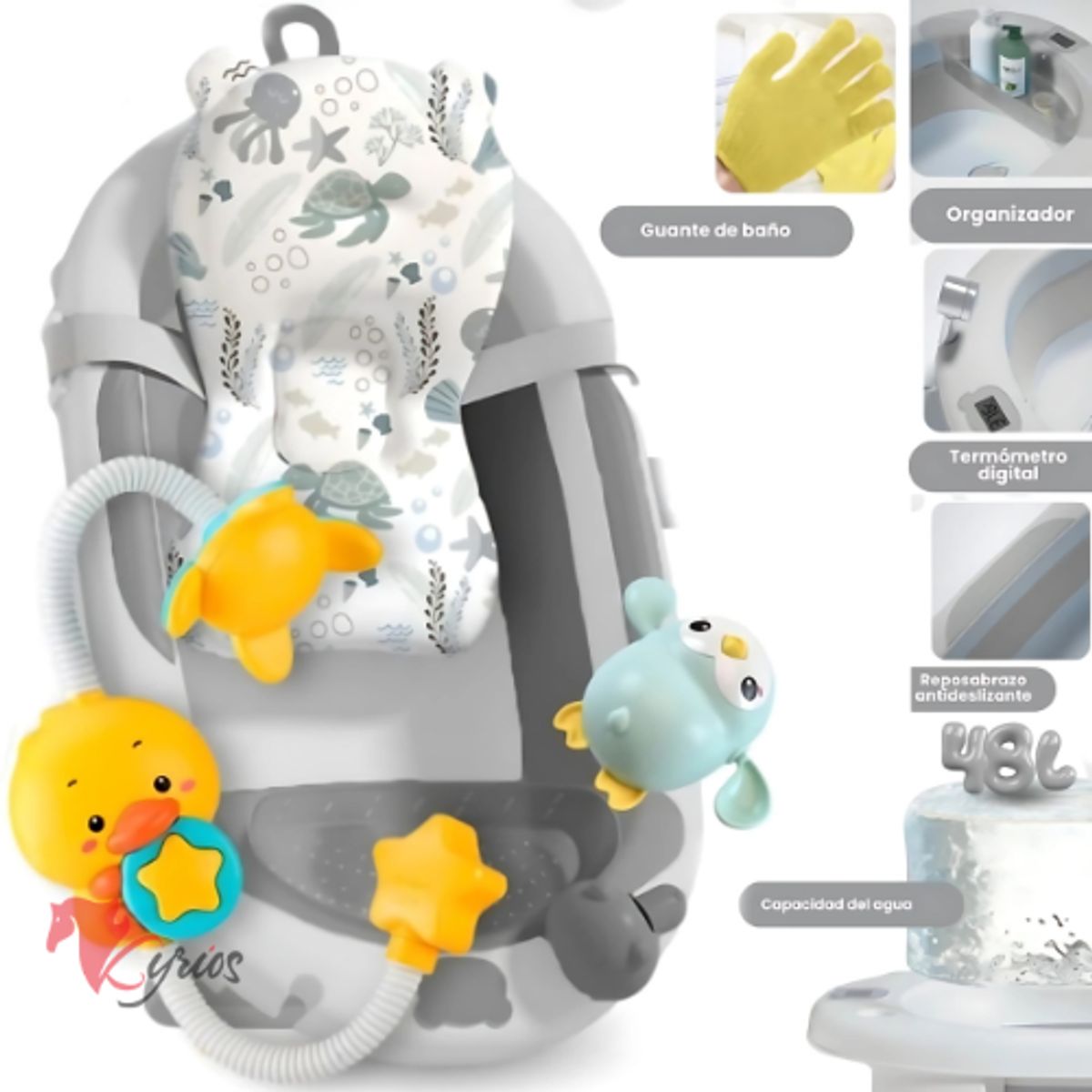 NO LOGO - Bañera Para Bebes De 48 L Color Plomo