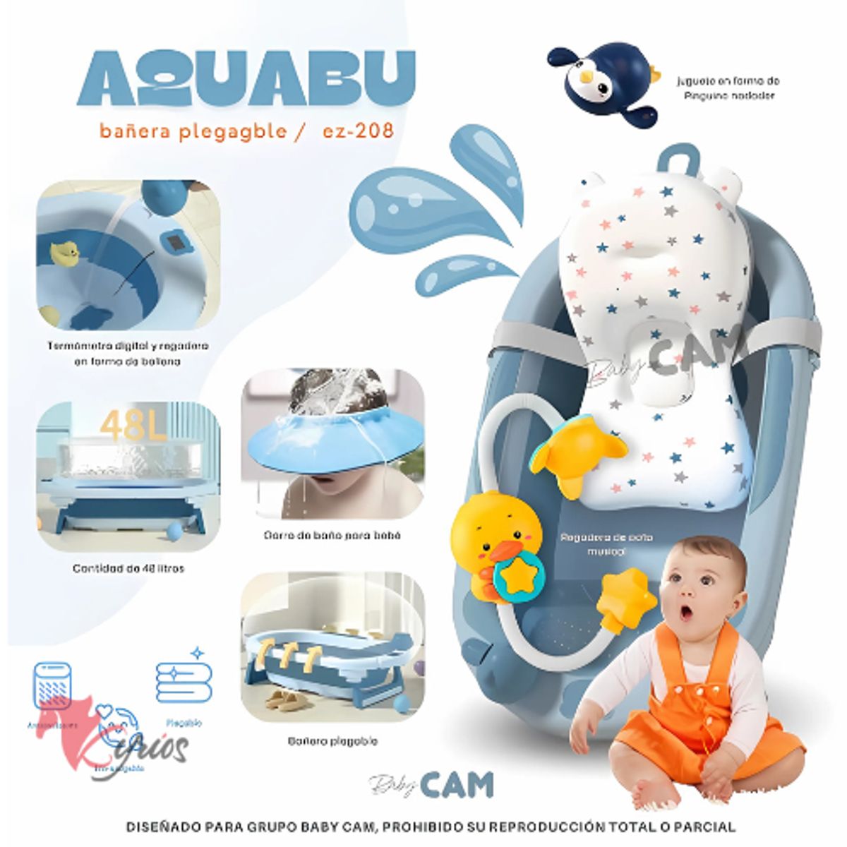 NO LOGO - Bañera Para Bebes De 48 L Color Plomo