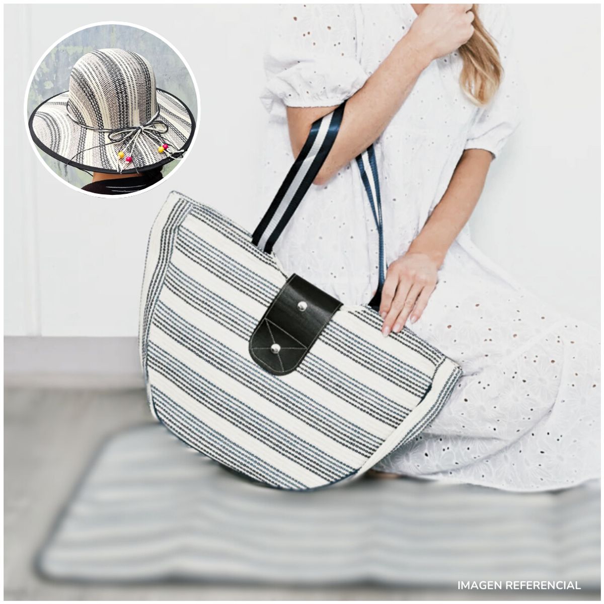 INSPIRA MARKET - Cartera Bolso de Playa con Sombrero