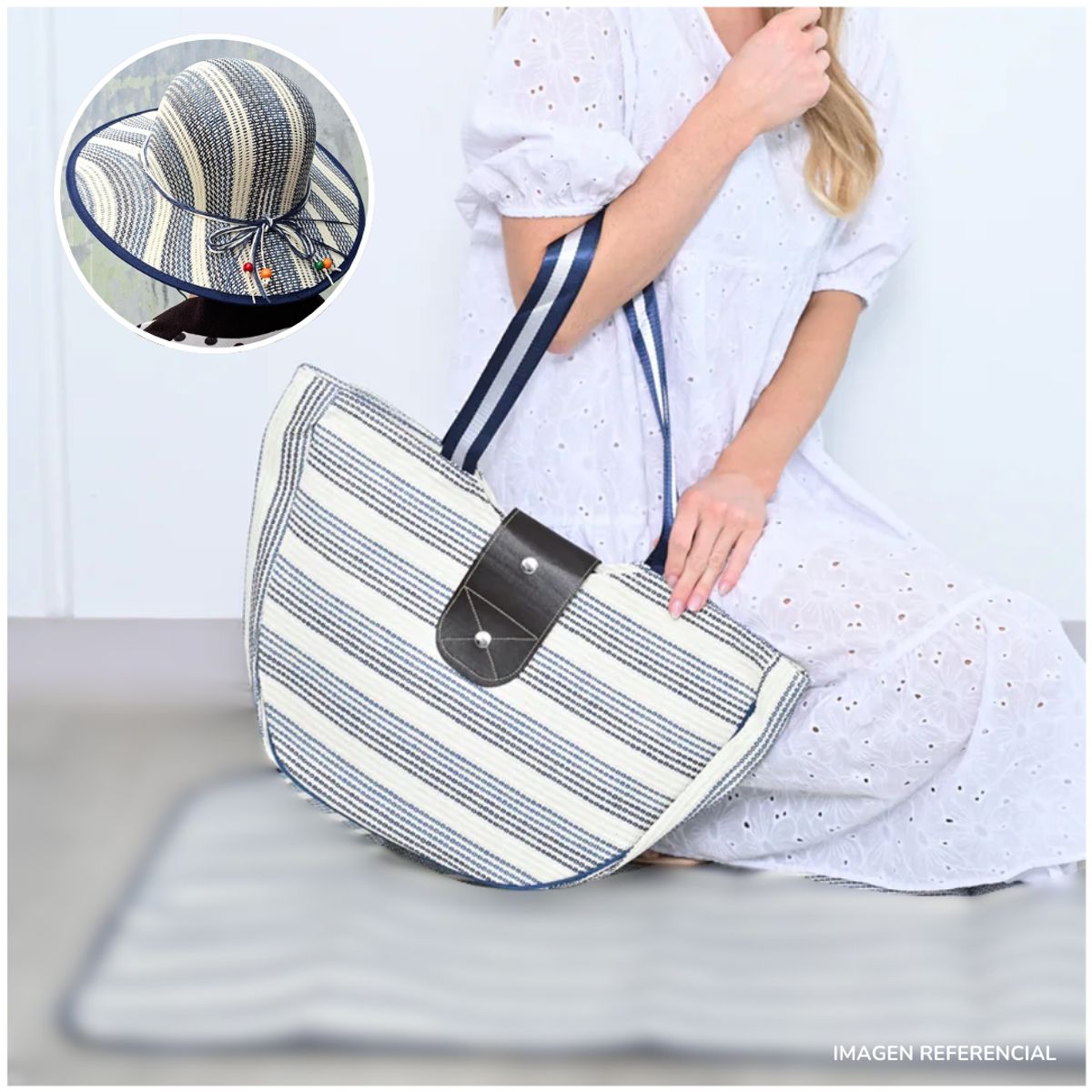 INSPIRA MARKET - Cartera Bolso de Playa con Sombrero