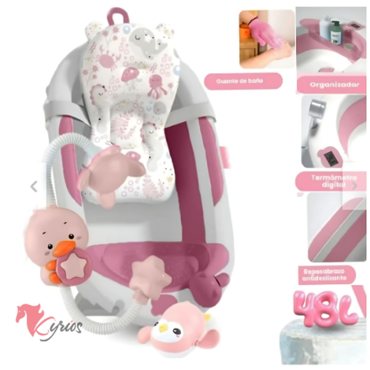 NO LOGO - Bañera Para Bebes De 48 L Color Rosado