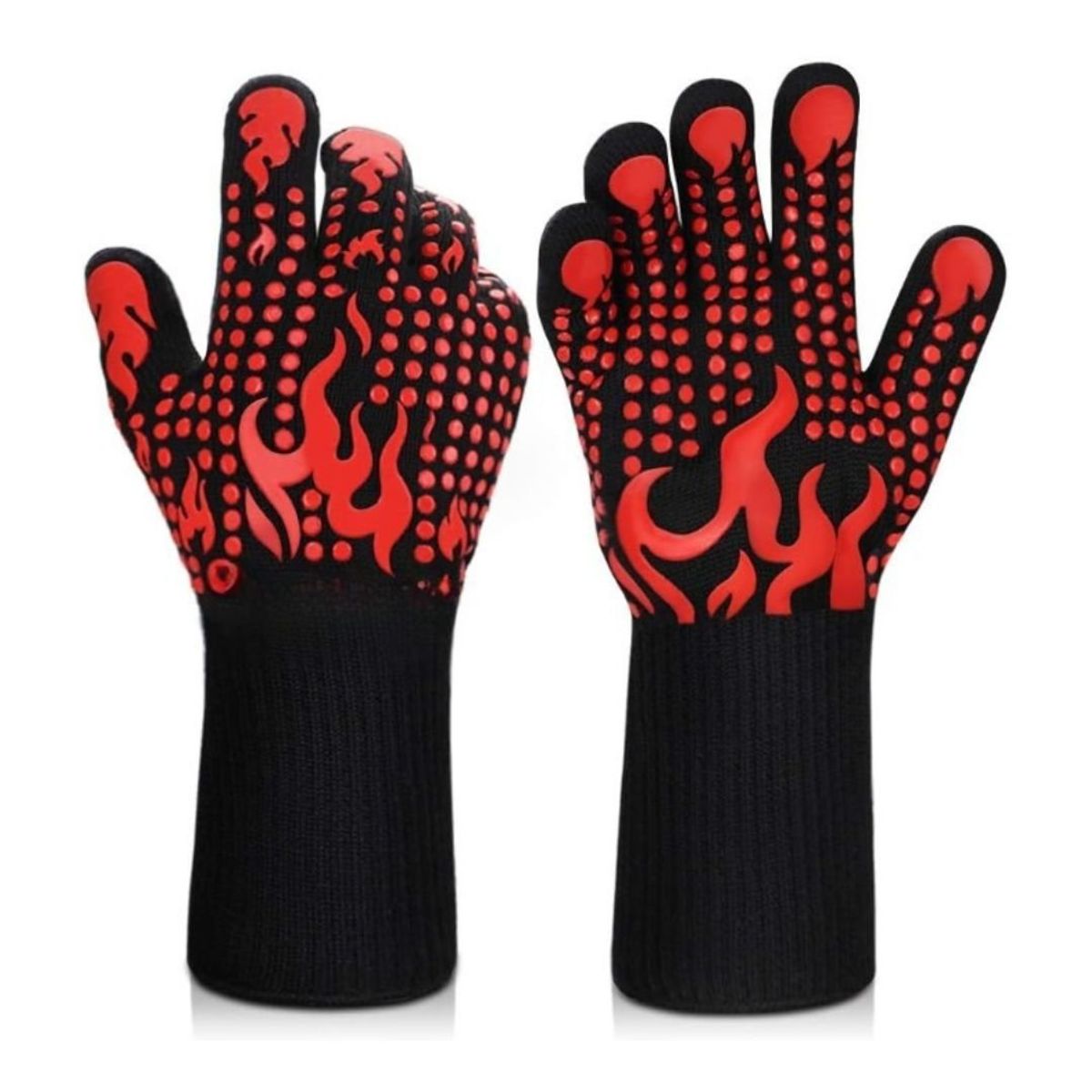 GENERICO - Guantes Parrilleros de Alta Temperatura puntos Antideslizantes Rojo