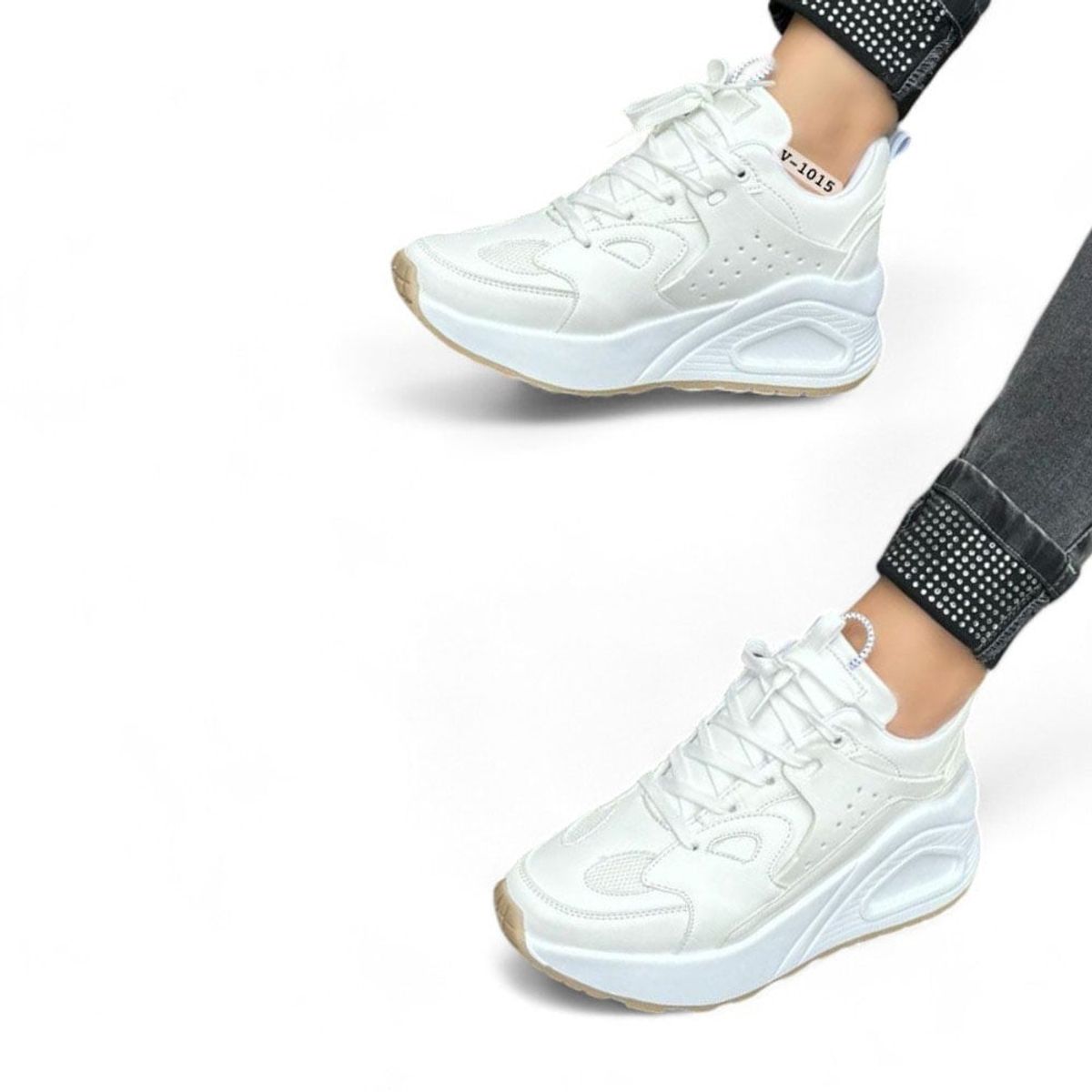 GENERICO - Zapatilla de plataforma urbana 1015L-55 color blanco.-