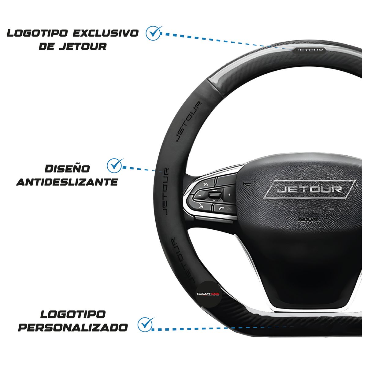 JET - Funda De Volante Premiun Diseño 5D JETOUR Fibra
