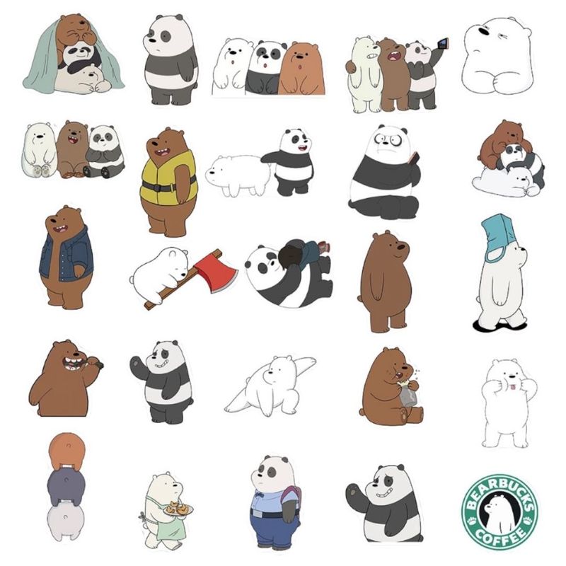 GENERICO - pack 50 stickers osos modelo 5