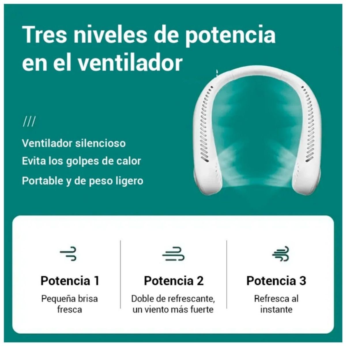 GENERICO - Ventilador Portátil De Cuello Recargable