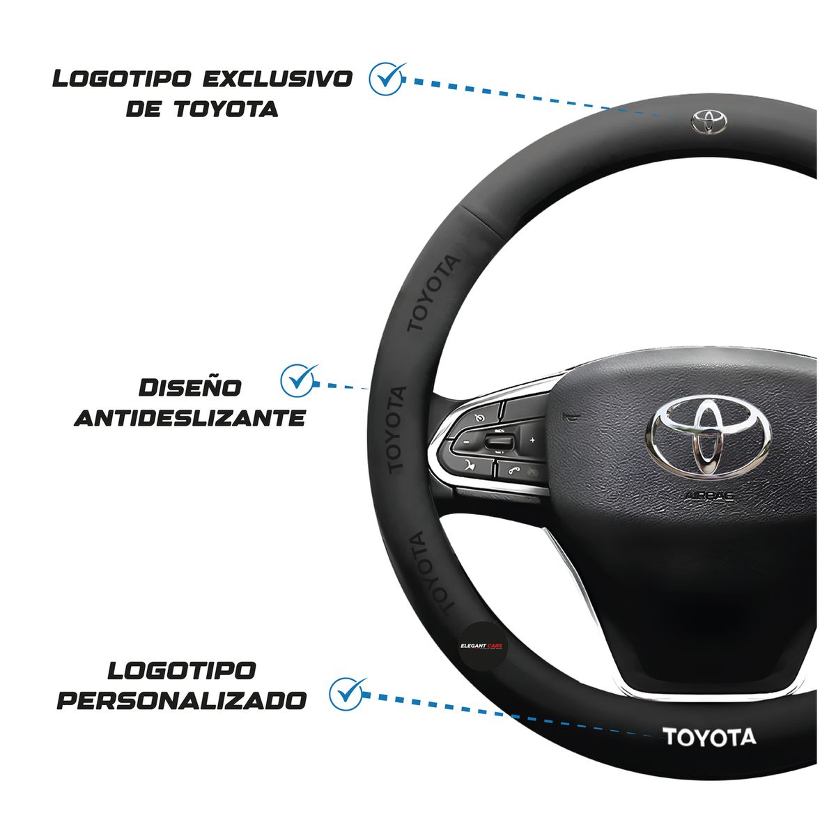 JET - Funda De Volante Para Toyota Premiun Color Negro