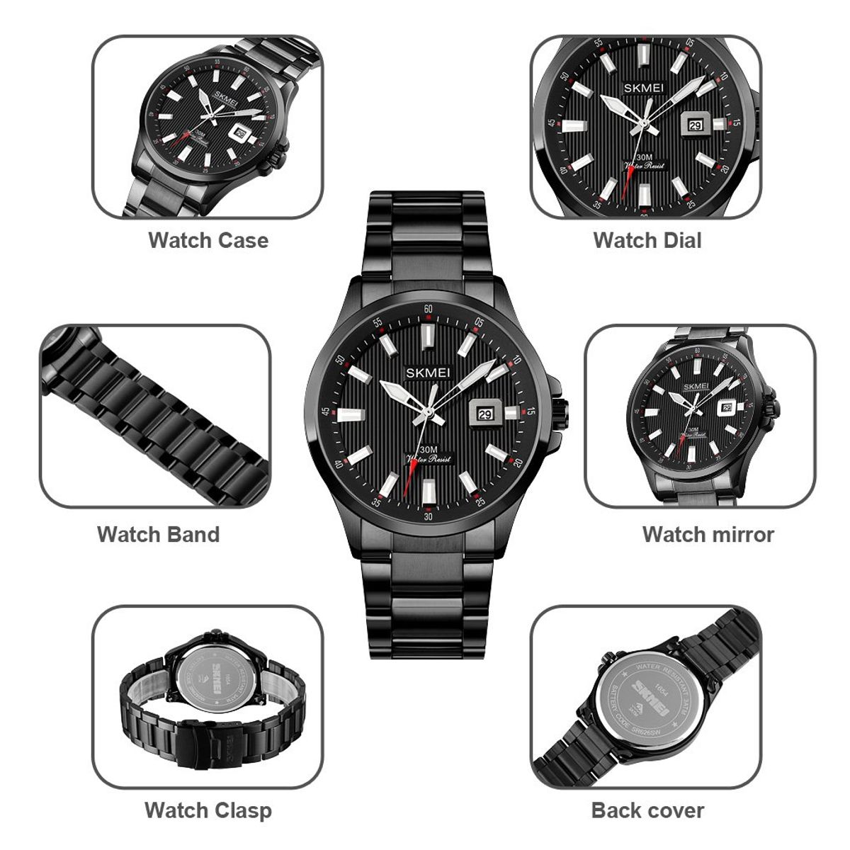 SKMEI - Reloj Skmei 1654 Negro analógo Correa Acero