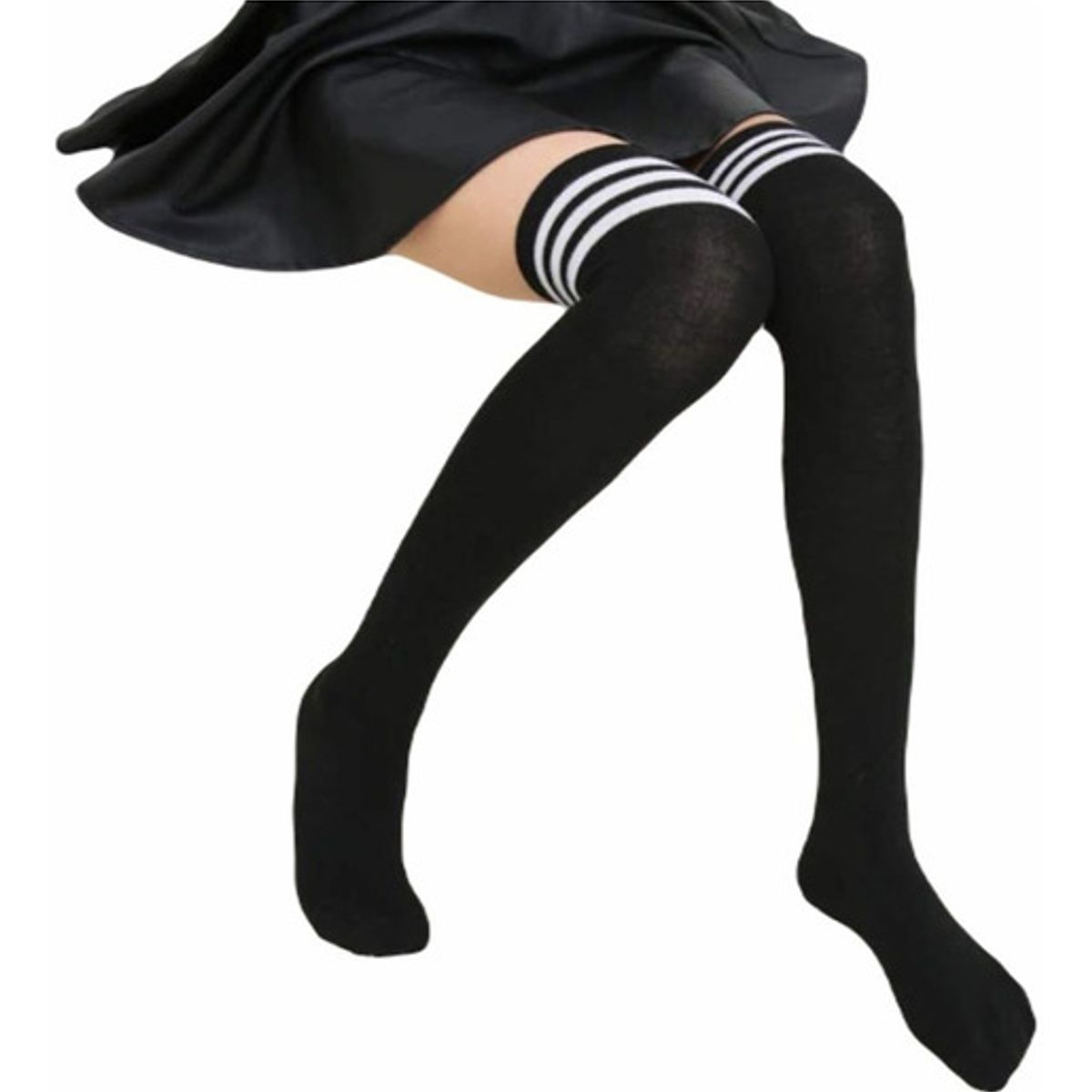 WHITE - Medias Largas Blancas y negras   Bucaneras_.