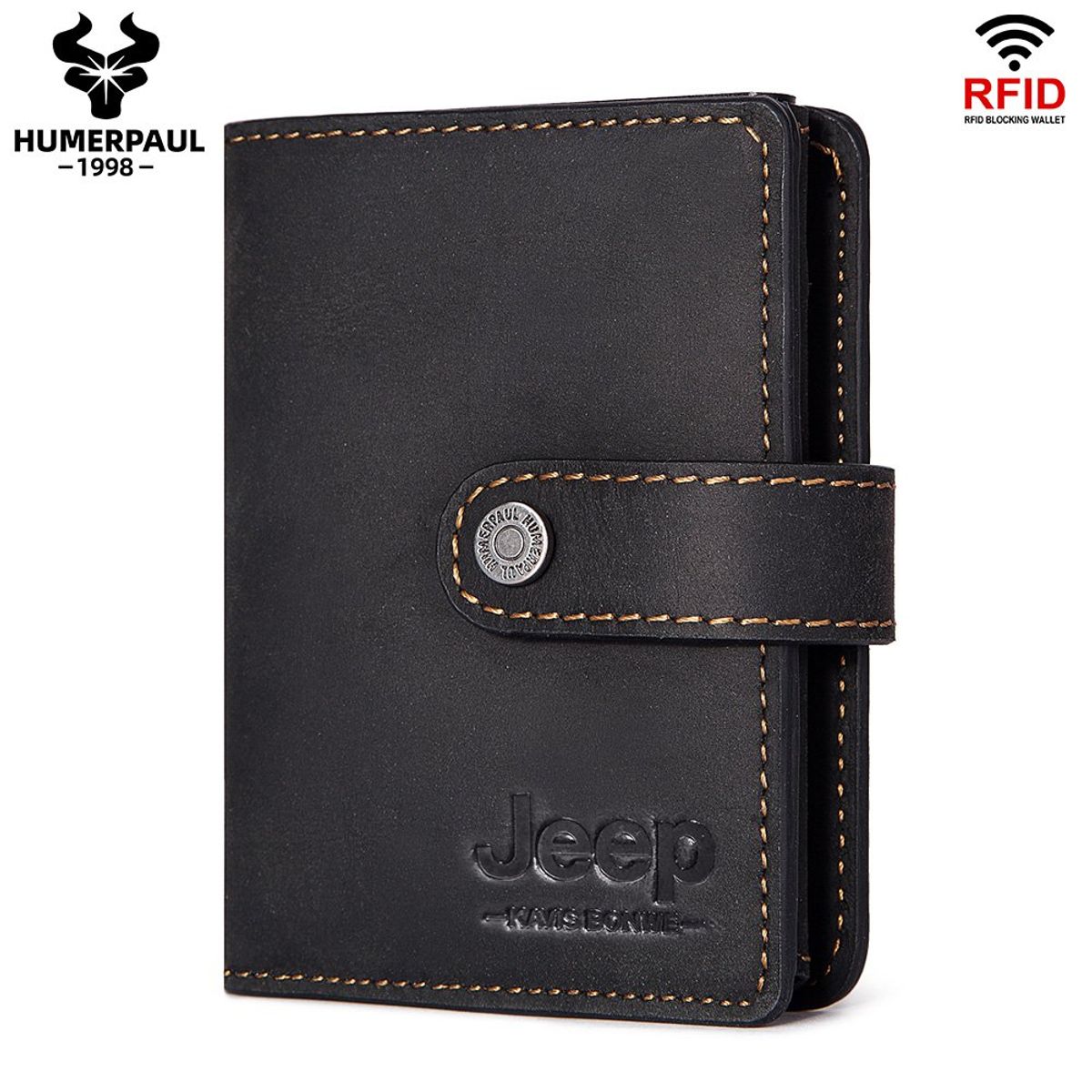 GENERICO - Billetera J-Kavis de Cuero BP944 con botón eyector y monedero