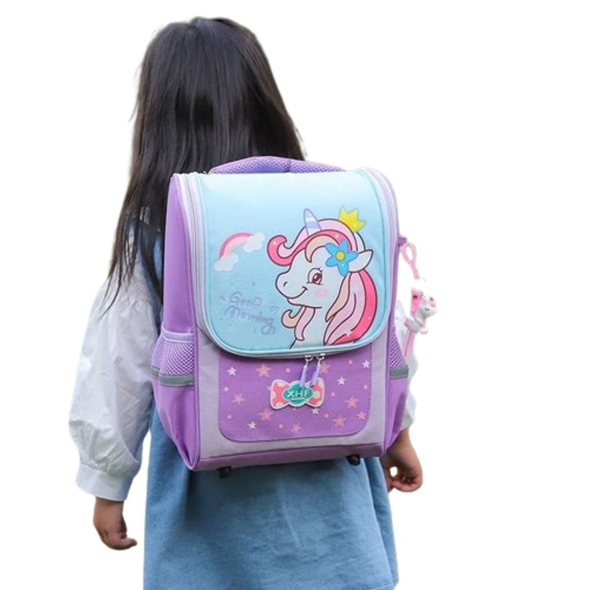 GENERICO - Mochila Unicornio Escolar con Llavero