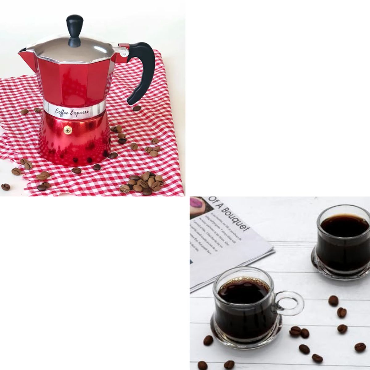 GENERICO - Kit cafetera moka italiana 6tz + 2 tazas espreso