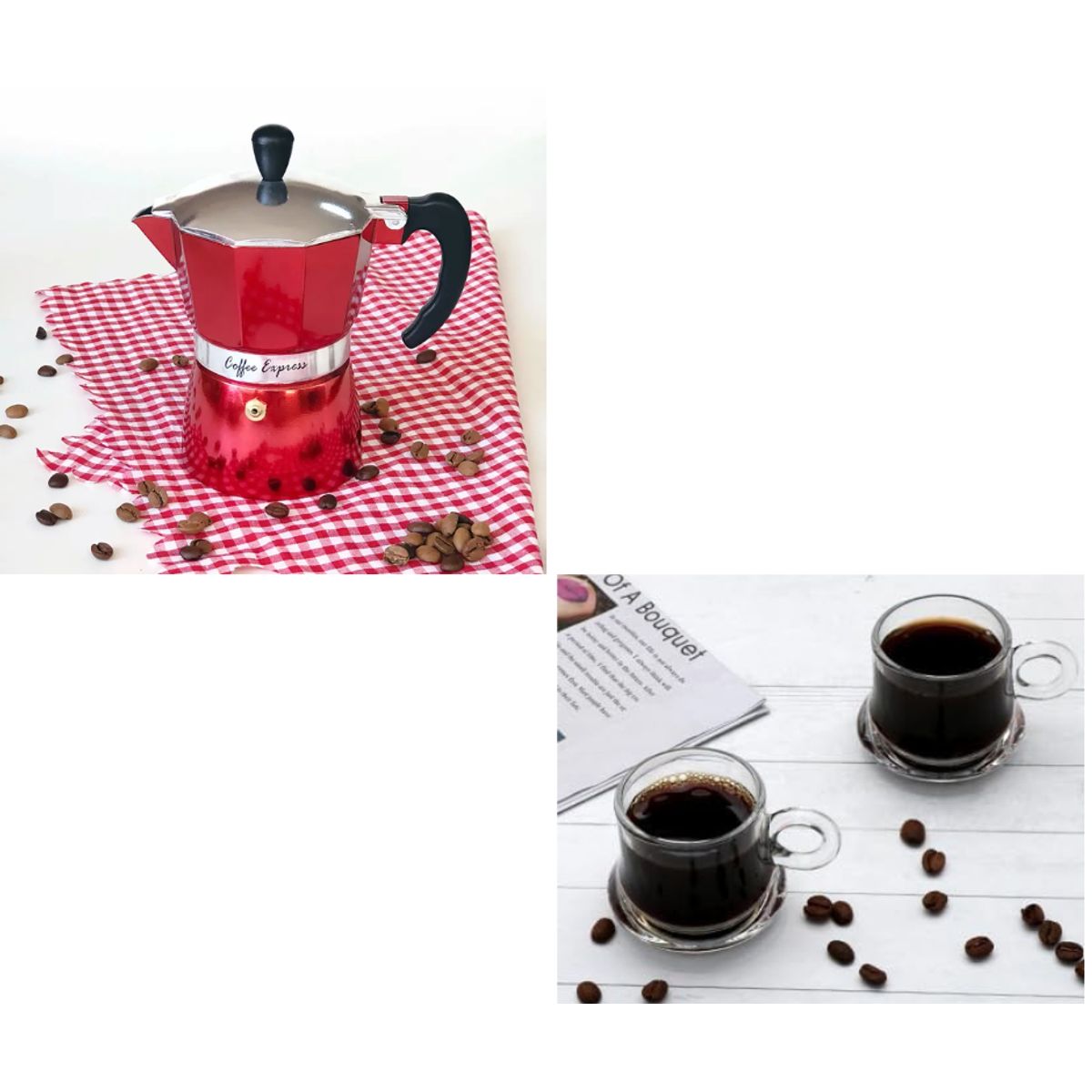 GENERICO - Kit cafetera moka italiana 6tz + 2 tazas espreso