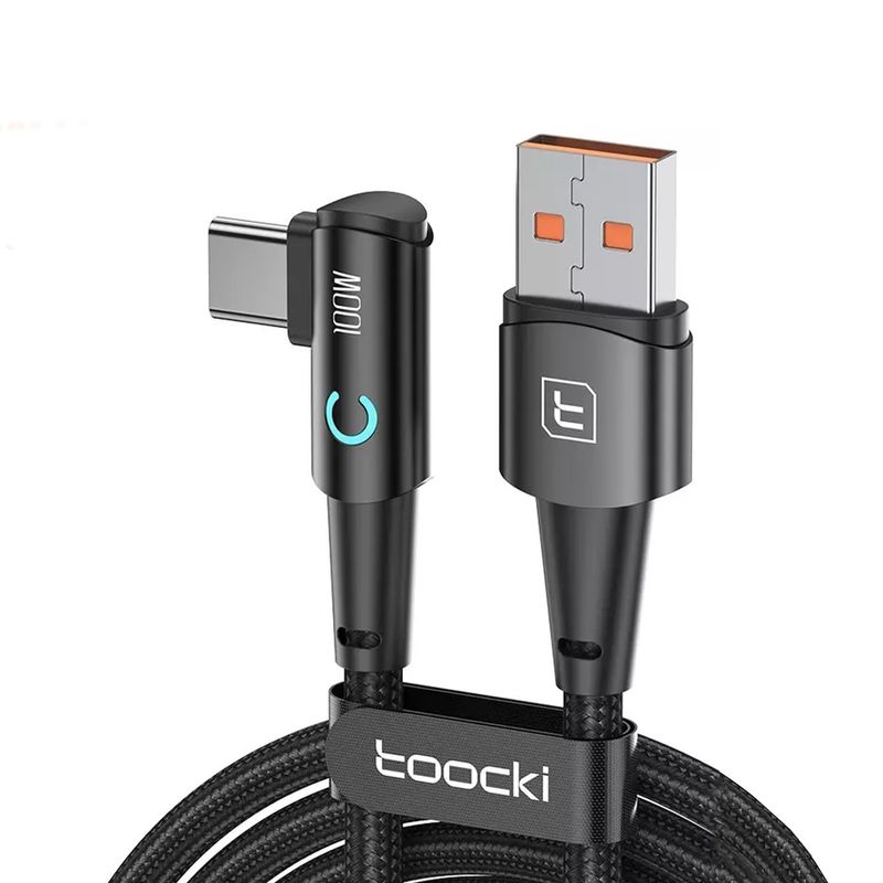 OEM - Cable Toocki Tipo usbA - C 100w Pd Carga Rápida 2 mt 90° TXCT-WYA01