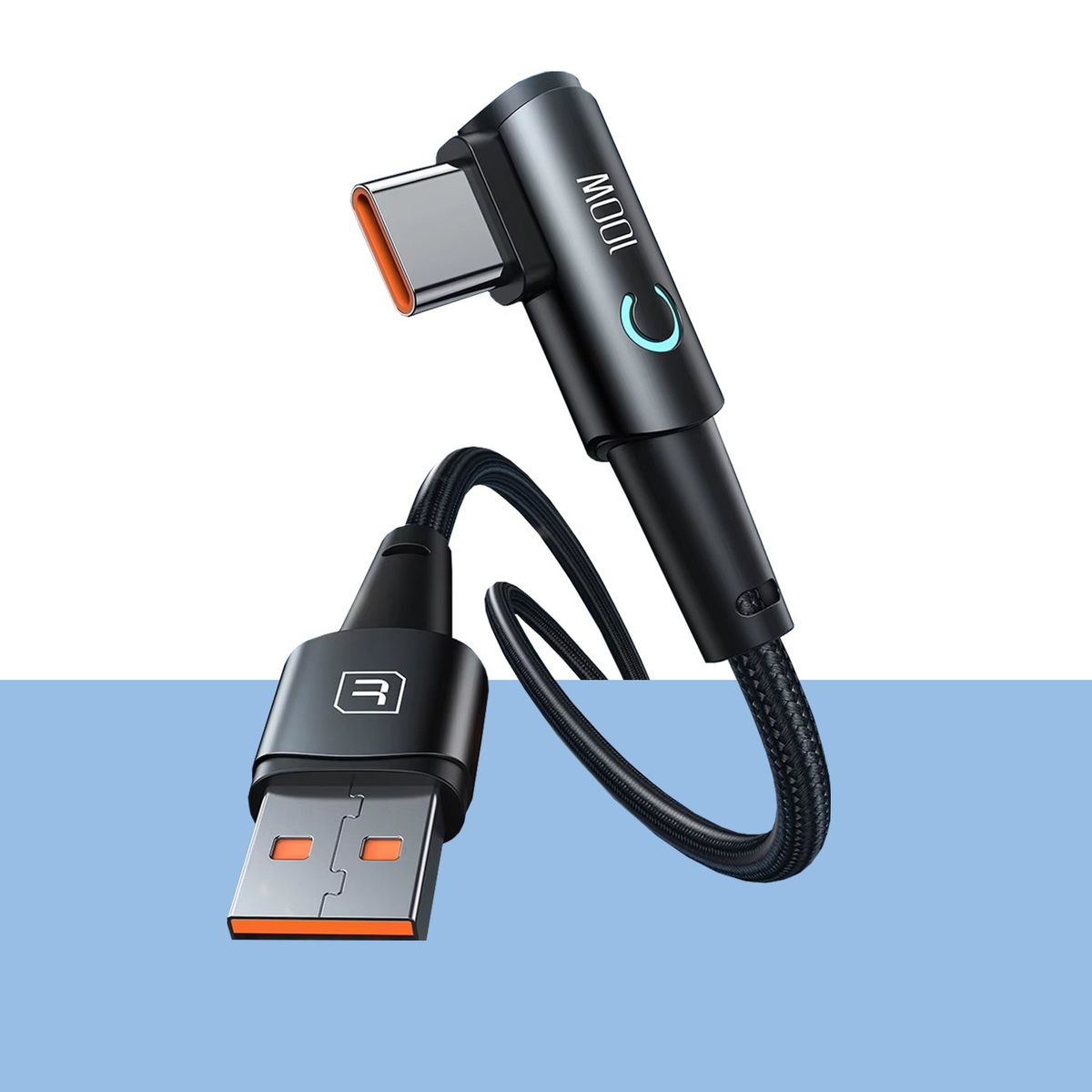 OEM - Cable Toocki Tipo usbA - C 100w Pd Carga Rápida 2 mt 90° TXCT-WYA01