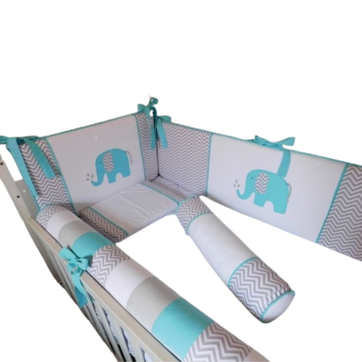 GENERICO - Protectores Laterales Parachoques de cuna diseño elefantito