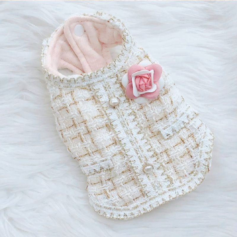 S&T - Ropa Para Perros Vestido Elegante Blanco Perla - Talla XS