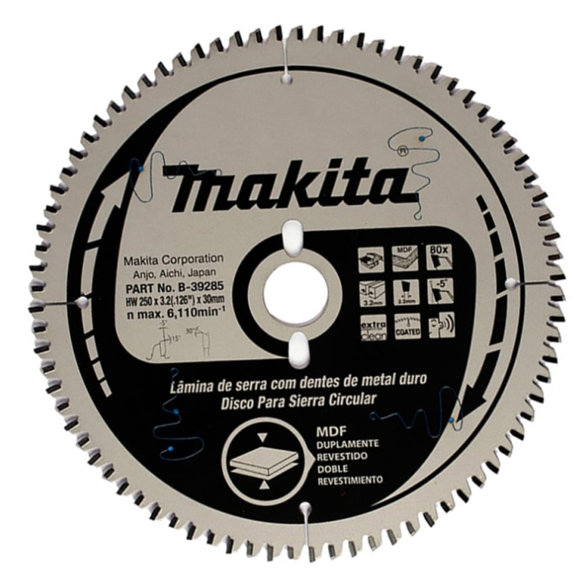 MAKITA - Disco de Sierra 10" x 30mm para Melamine 80 D Makita B-39285