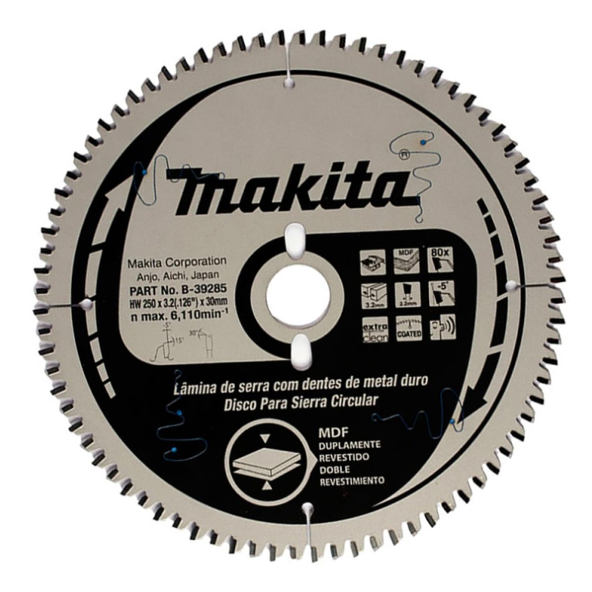 MAKITA - Disco de Sierra 10" x 30mm para Melamine 80 D Makita B-39285