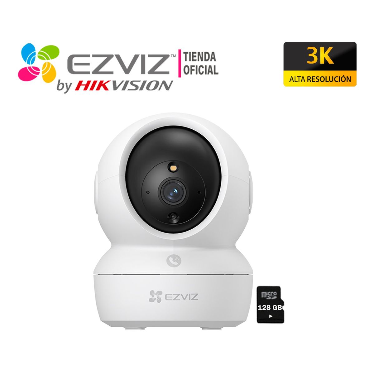 Ezviz - Cámara Wifi H6C PRO 5MP Ezviz Inalámbrica Gira 360 + Micro sd 128Gb