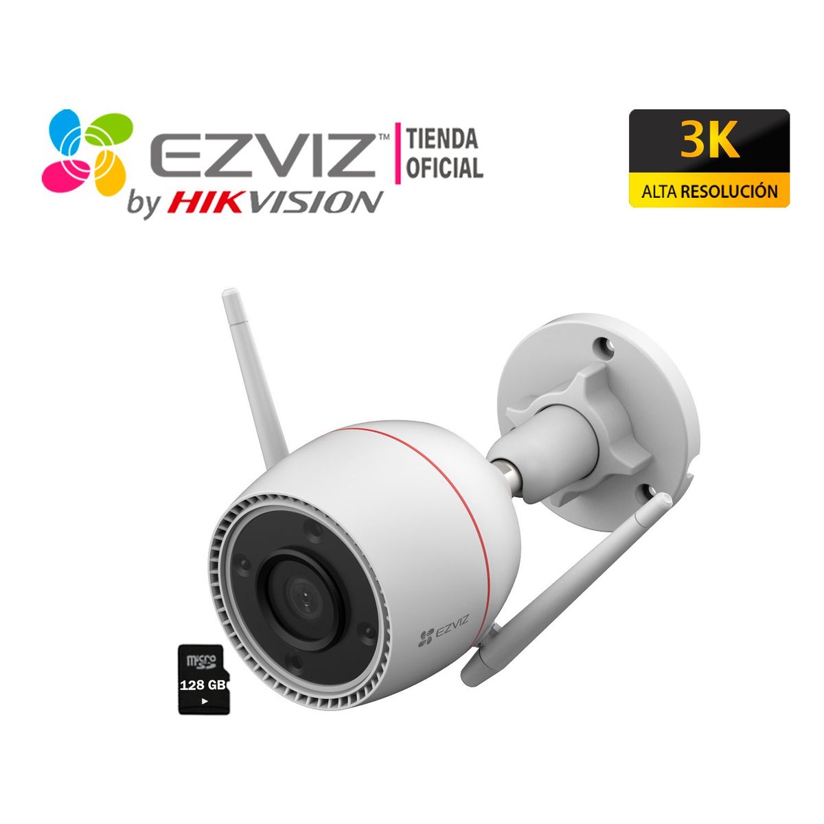 EZVIZ - Cámara Vigilancia Wifi H3C 5MP 3K Ezviz IP67 Noche Color SD 128GB
