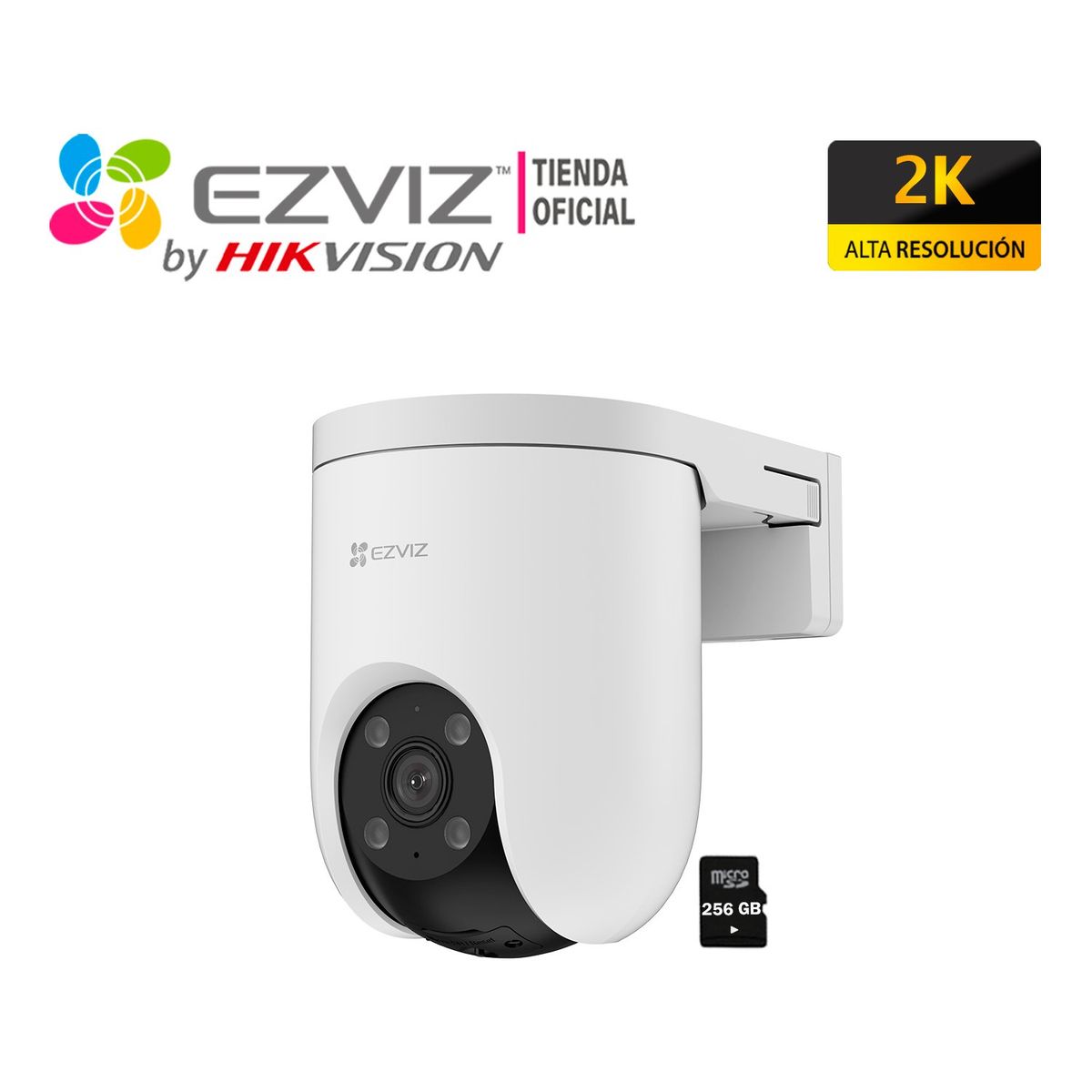 EZVIZ - Cámara Vigilancia Wifi H8C 3MP PoE Ezviz Gira 360 + Micro SD 256GB