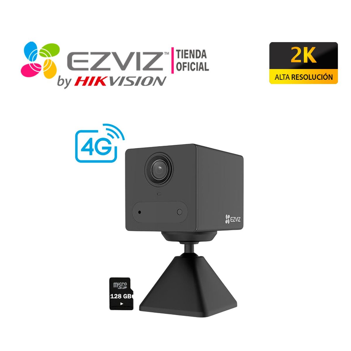 EZVIZ - Cámara CB2 4G 2K Ezviz Smart Bateria Inalámbrica Interior + SD 128GB