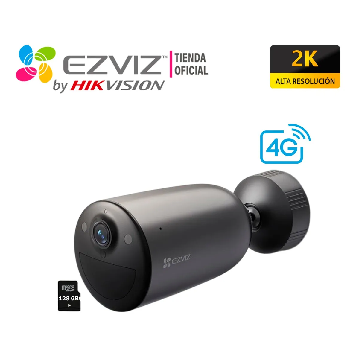 EZVIZ - Cámara EB3 4G 2K Ezviz Inteligente Exterior Inalambrica Batería 128GB