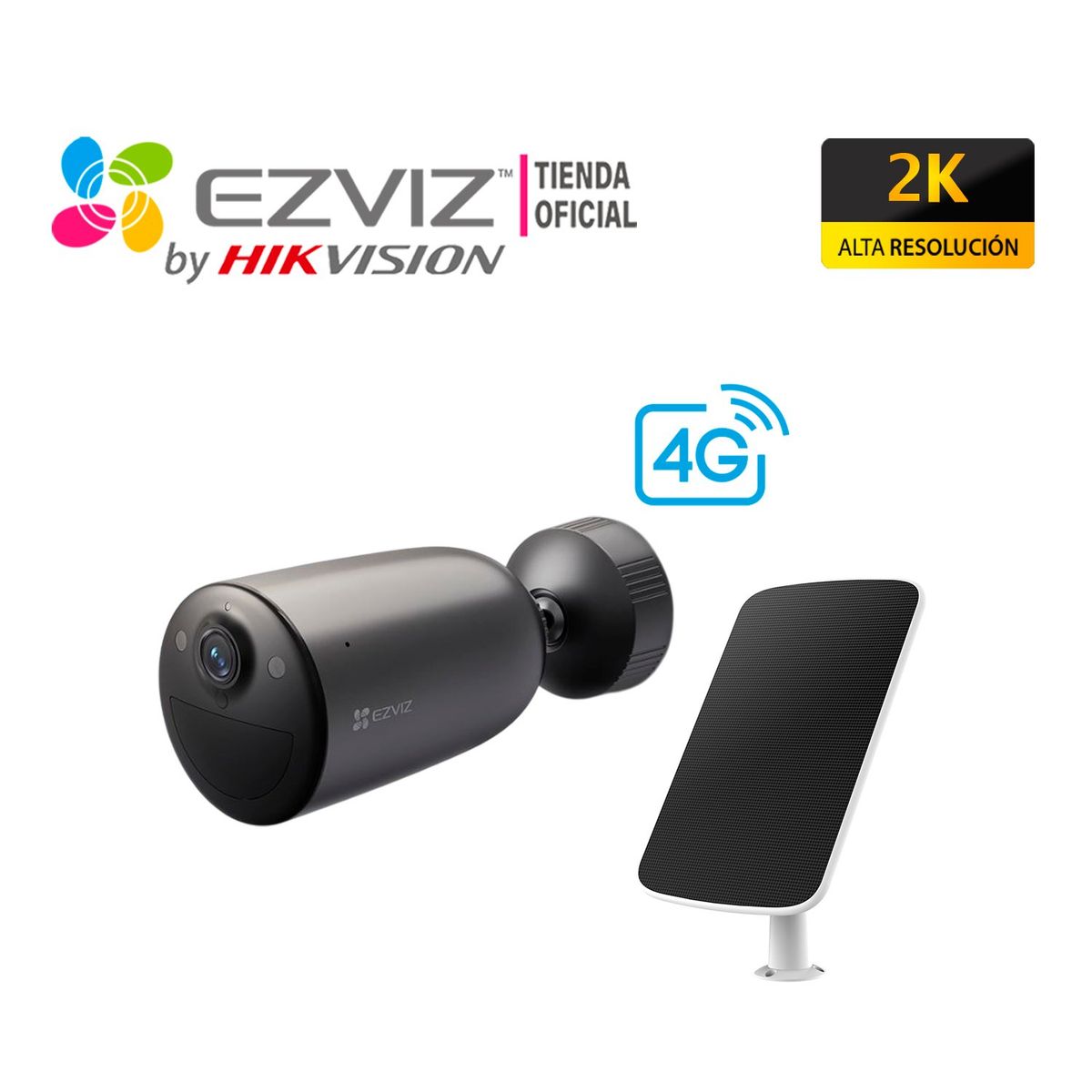 EZVIZ - Cámara EB3 4G 2K Ezviz Exterior Inalambrica con Batería + Panel Solar