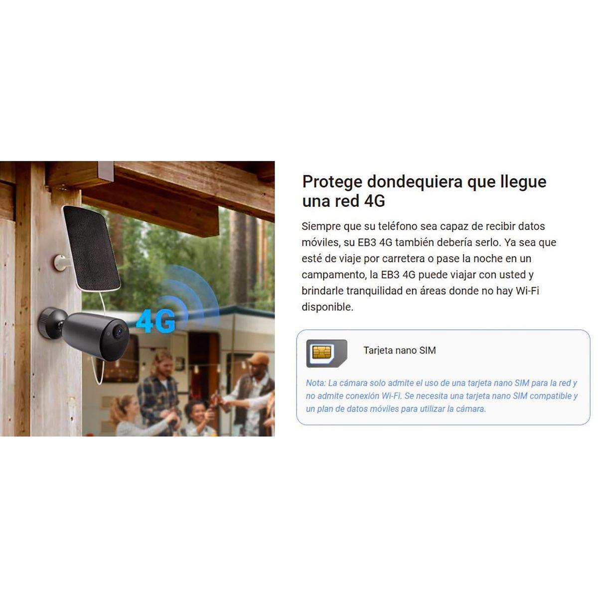 EZVIZ - Cámara EB3 4G 2K Ezviz Exterior Inalambrica con Batería + Panel Solar