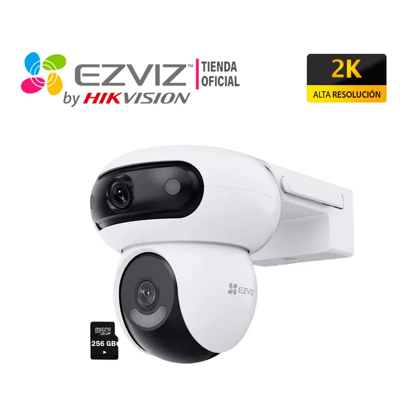 EZVIZ - Cámara H90 Dual 4MP + 4MP Ezviz Binocular WiFi Gira 360 Exterior 256GB