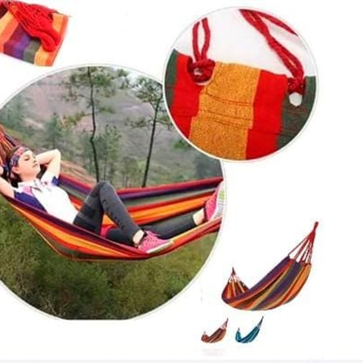 GENERICO - Hamaca colgante con rayas multicolor