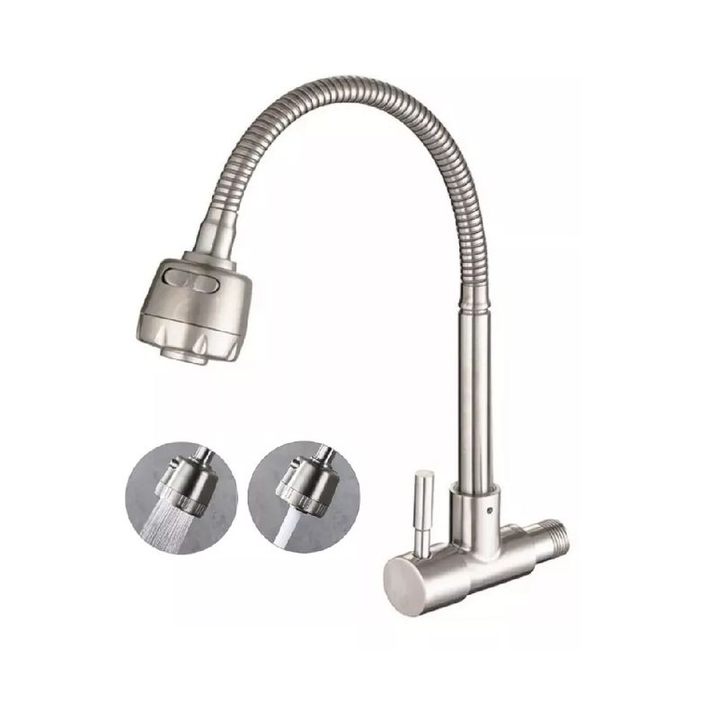 DXN - griferia pesada flexible p/cocina, 2 modos de salida de agua fria, acero inox
