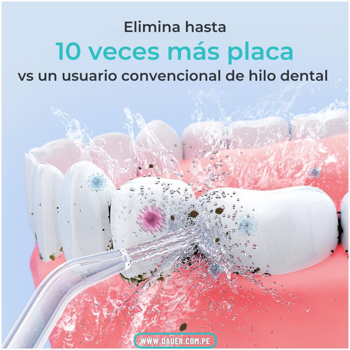 DAUER - Irrigador Dental Profesional 7 Boquillas 1000ml Limpieza Bucal 10nivel