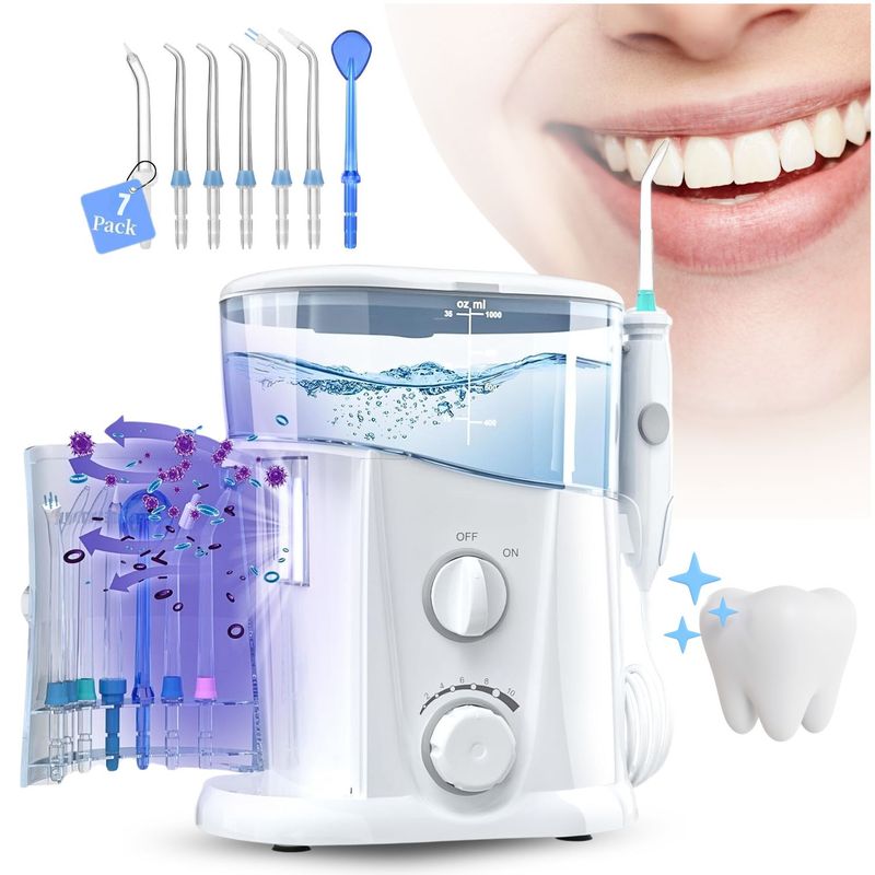 DAUER - Irrigador Dental Profesional 7Boquillas 1000ml Limpieza dental 10nivel