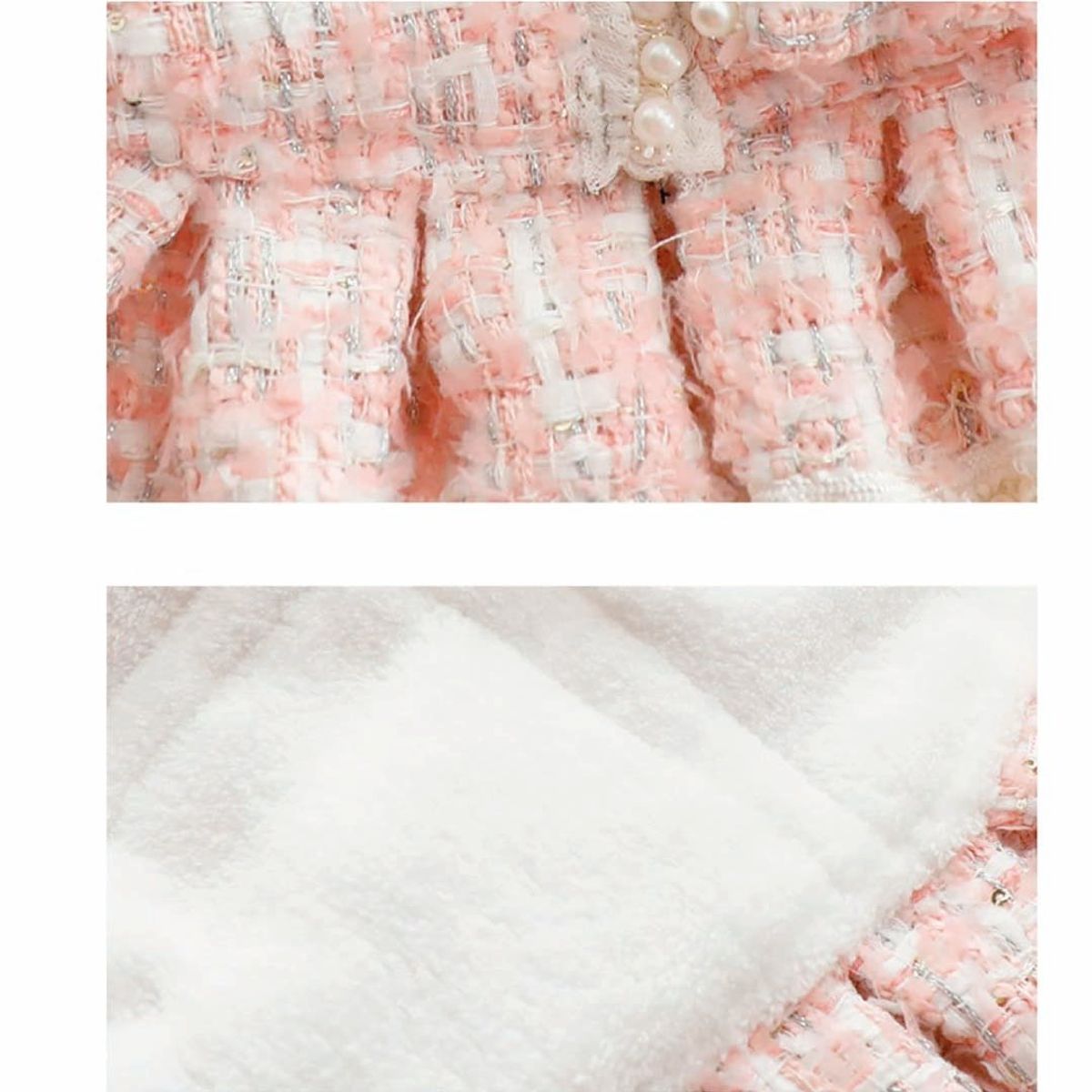 S&T - Ropa Para Perros Vestido Tweed Perlas Rosado - Talla S