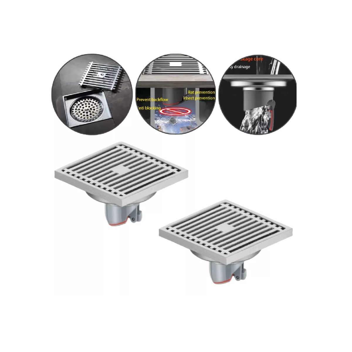 GENERICO - Pack X 2 desagües sumideros c/trampa Anti Olor Acero Inoxidable