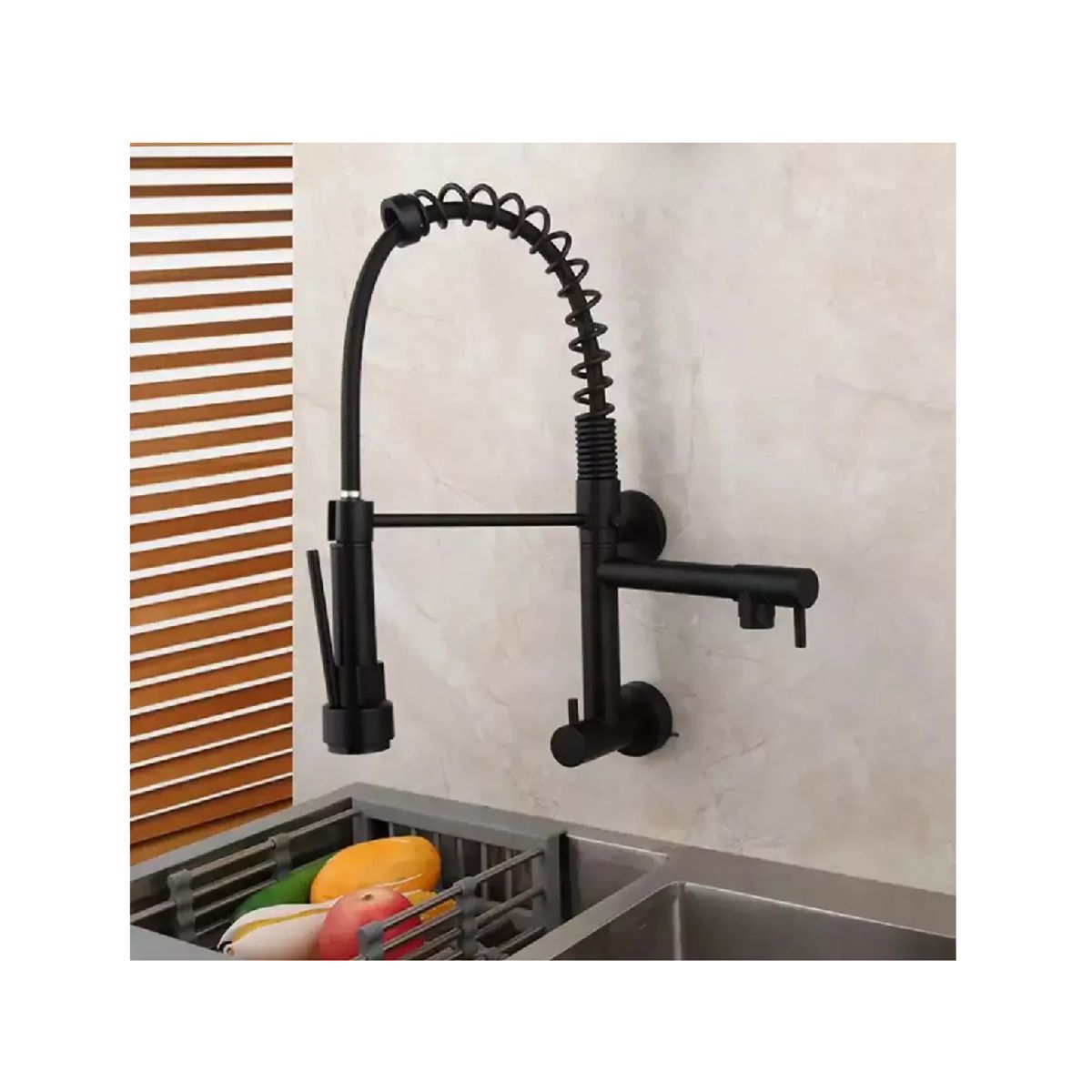 GENERICO - Grifo a la pared Gourmet  de 2 Salidas De Agua fria, Acero Black