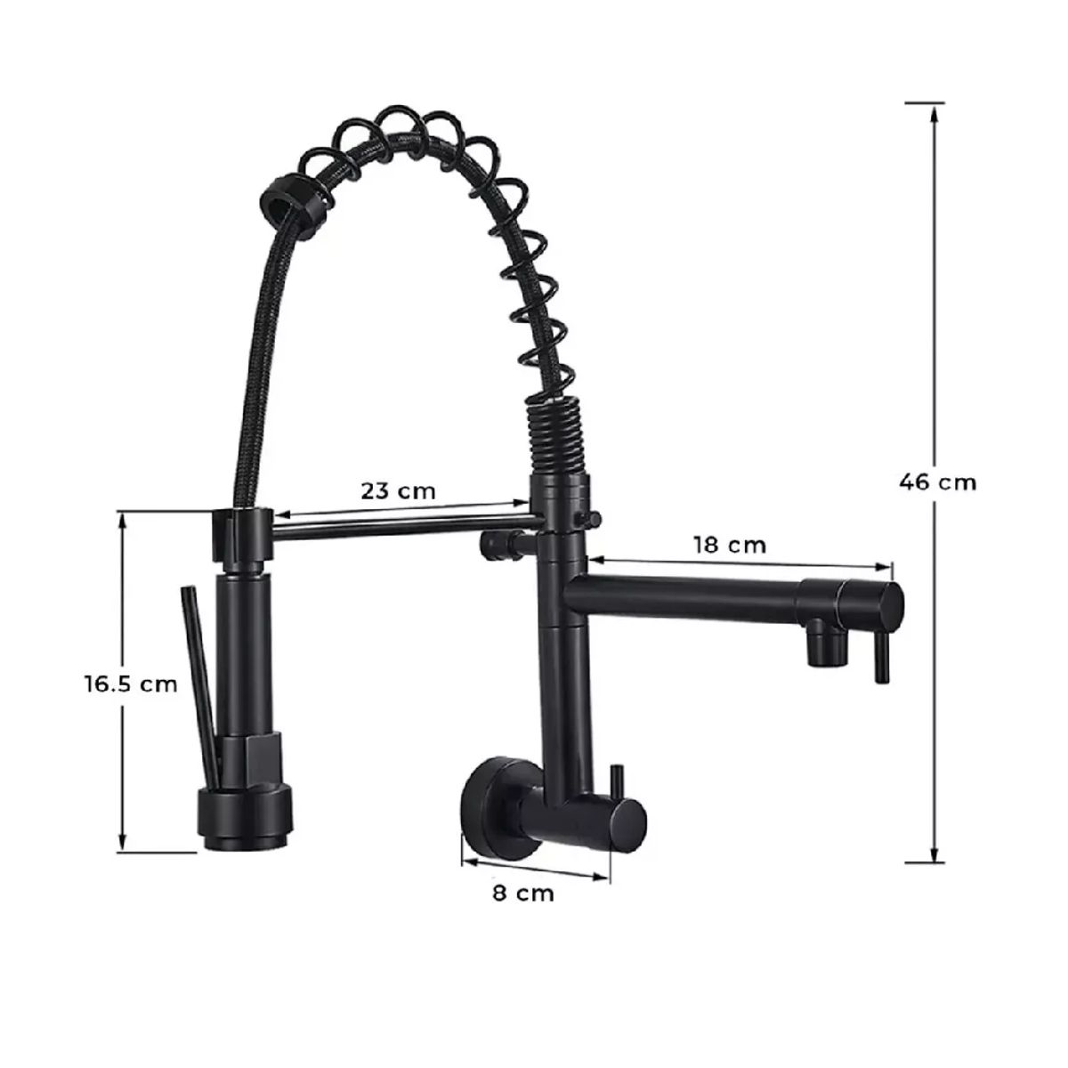 GENERICO - Grifo a la pared Gourmet  de 2 Salidas De Agua fria, Acero Black