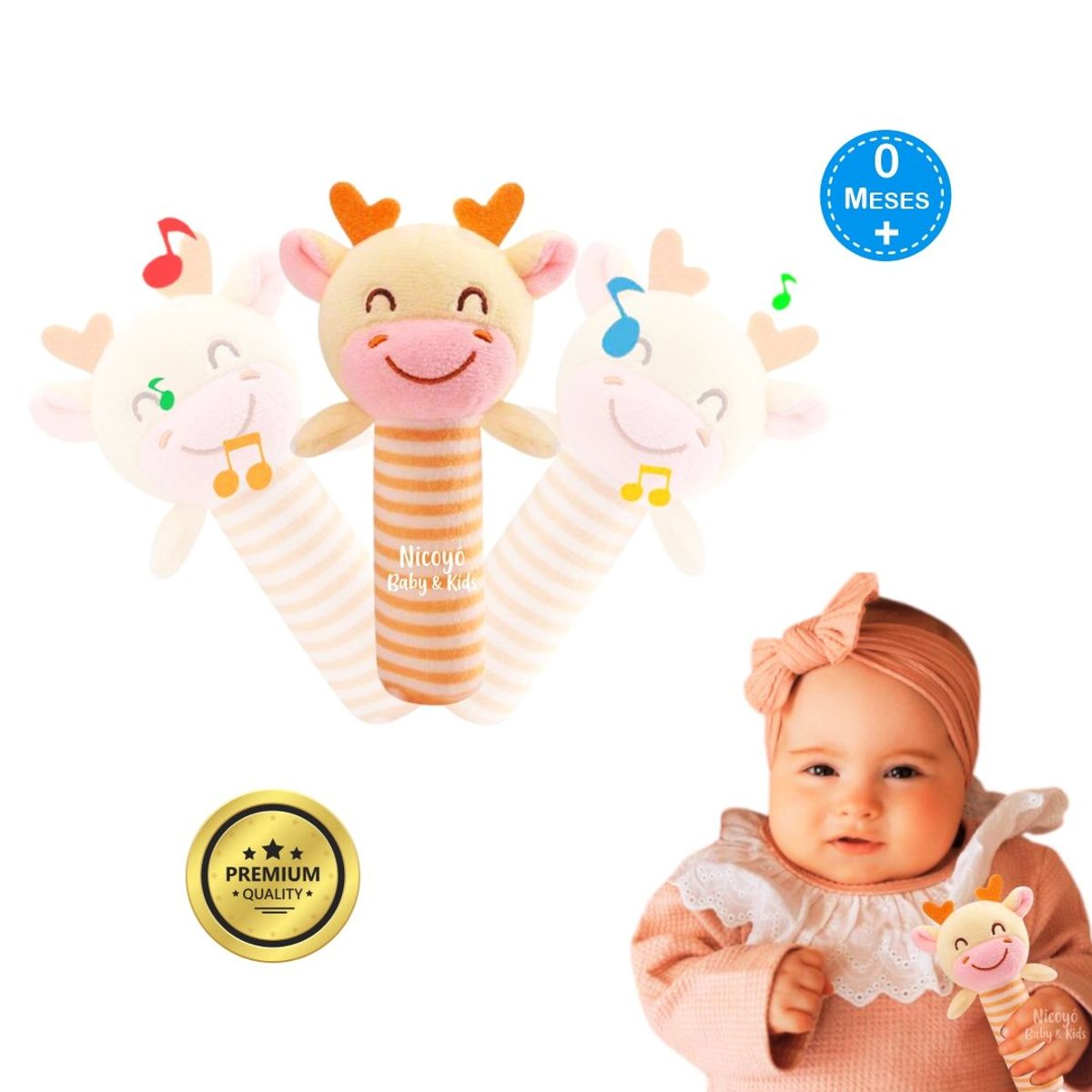 BABY - Peluche Sonajero Jirafita - Perfecto para la Manito del Bebé