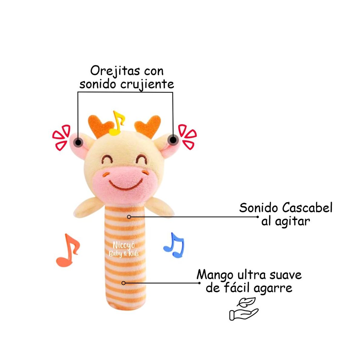 BABY - Peluche Sonajero Jirafita - Perfecto para la Manito del Bebé