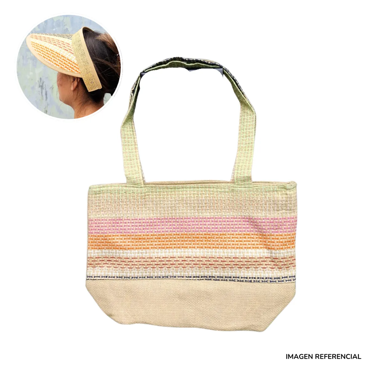 INSPIRA MARKET - Cartera Bolso de Playa con Sombrero Visera