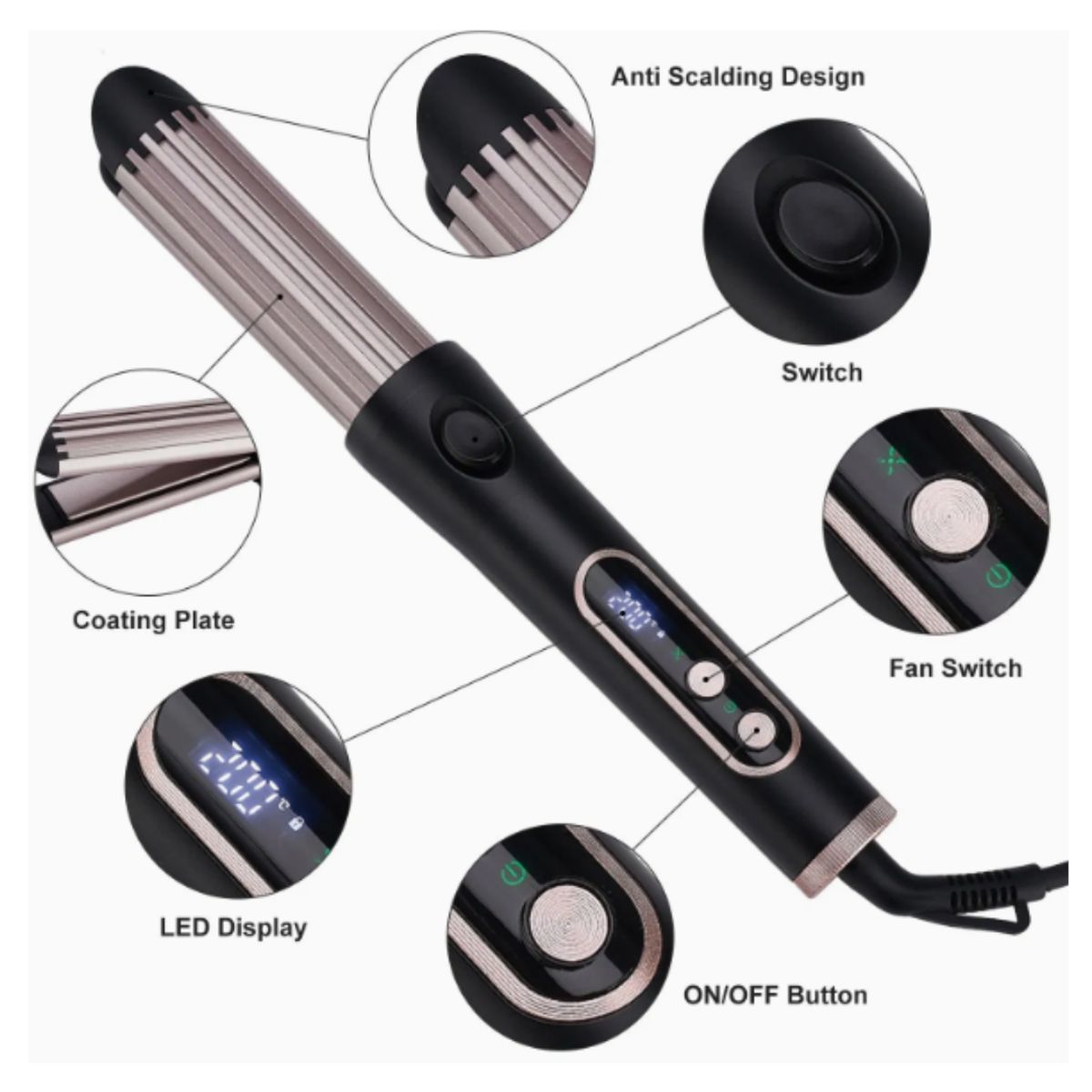 SEISA - Plancha Profesional Alisadora Rizadora Para Cabello Rozia HR-866