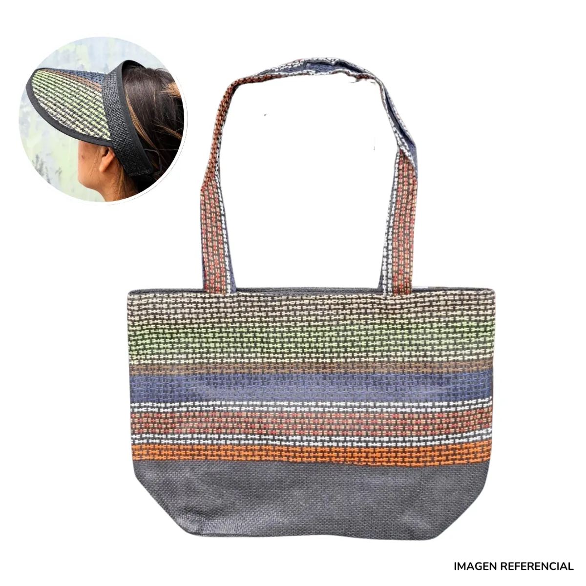 INSPIRA MARKET - Cartera Bolso de Playa con Sombrero Visera
