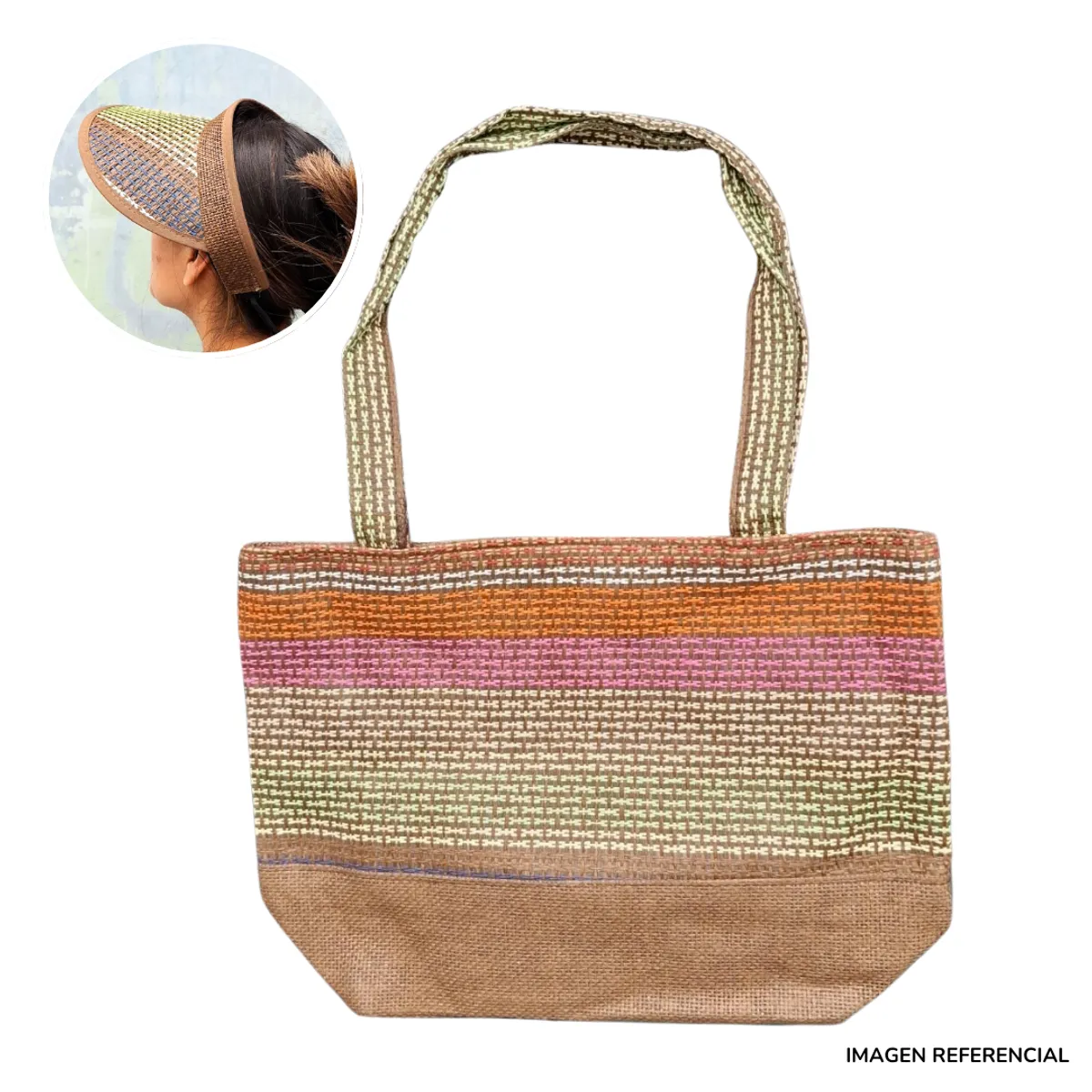 INSPIRA MARKET - Cartera Bolso de Playa con Sombrero Visera